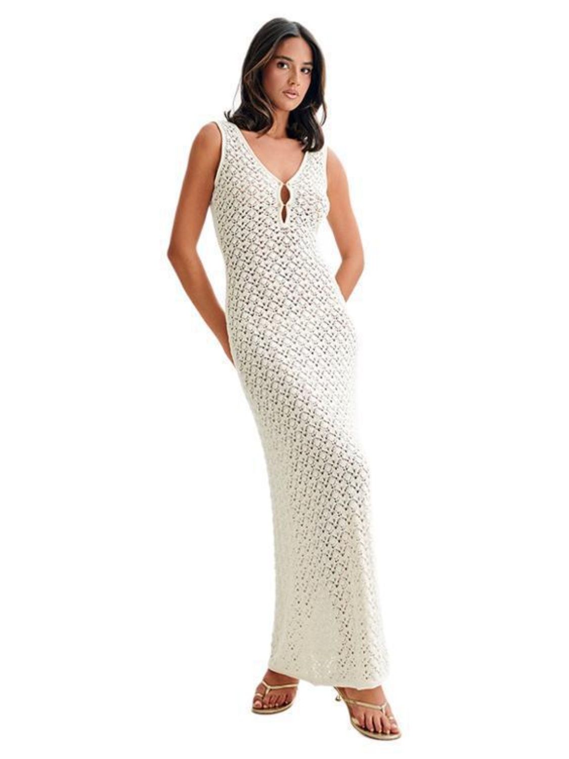 Openwork Sleeveless Maxi Dress - Smart Shopper