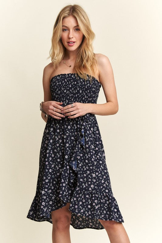 ADORA Smocked Floral Tube Dress with Pockets - Smart Shopper