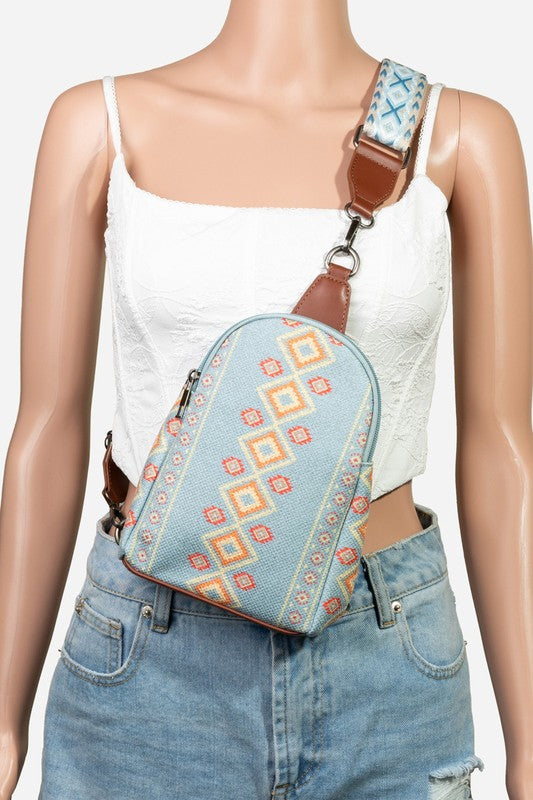 Fame Geometric Wide Strap Crossbody Bag - Smart Shopper