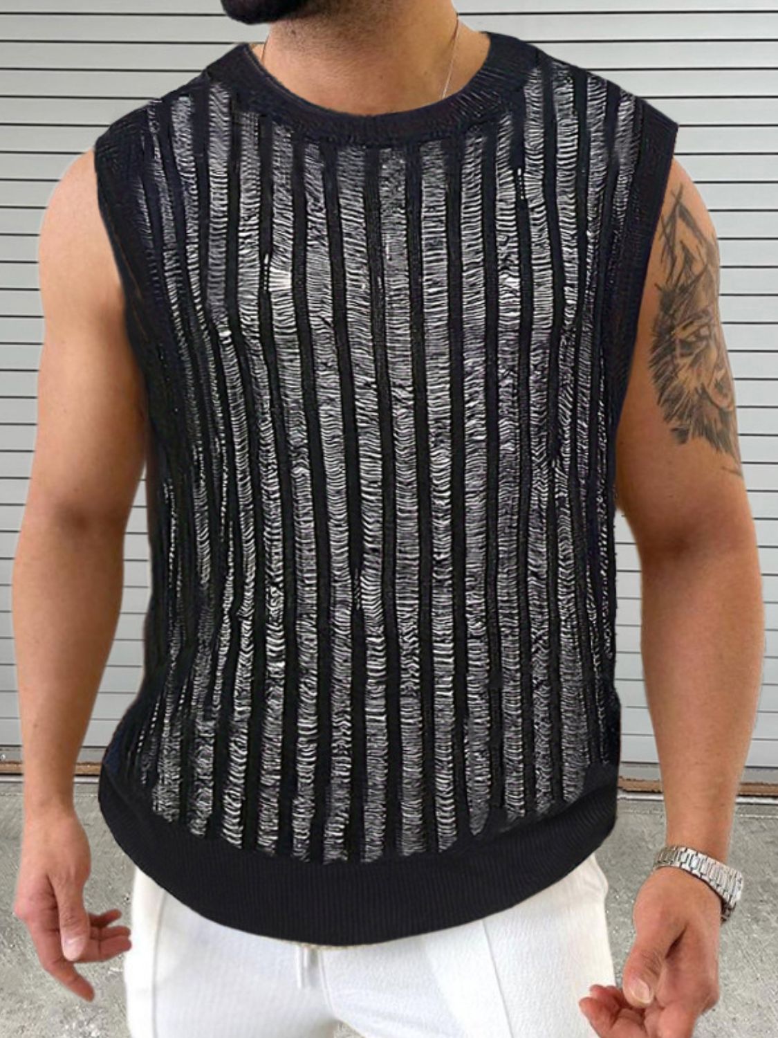 Men's Round Neck Hollow Out Sleeveless Top - Smart Shopper