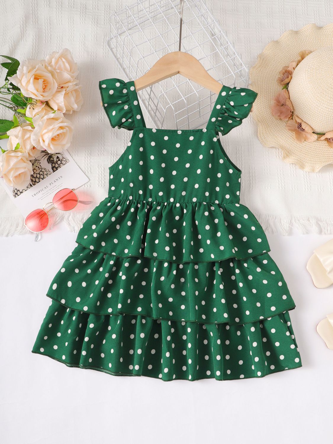 Bow Polka Dot Square Neck Layered Dress - Smart Shopper