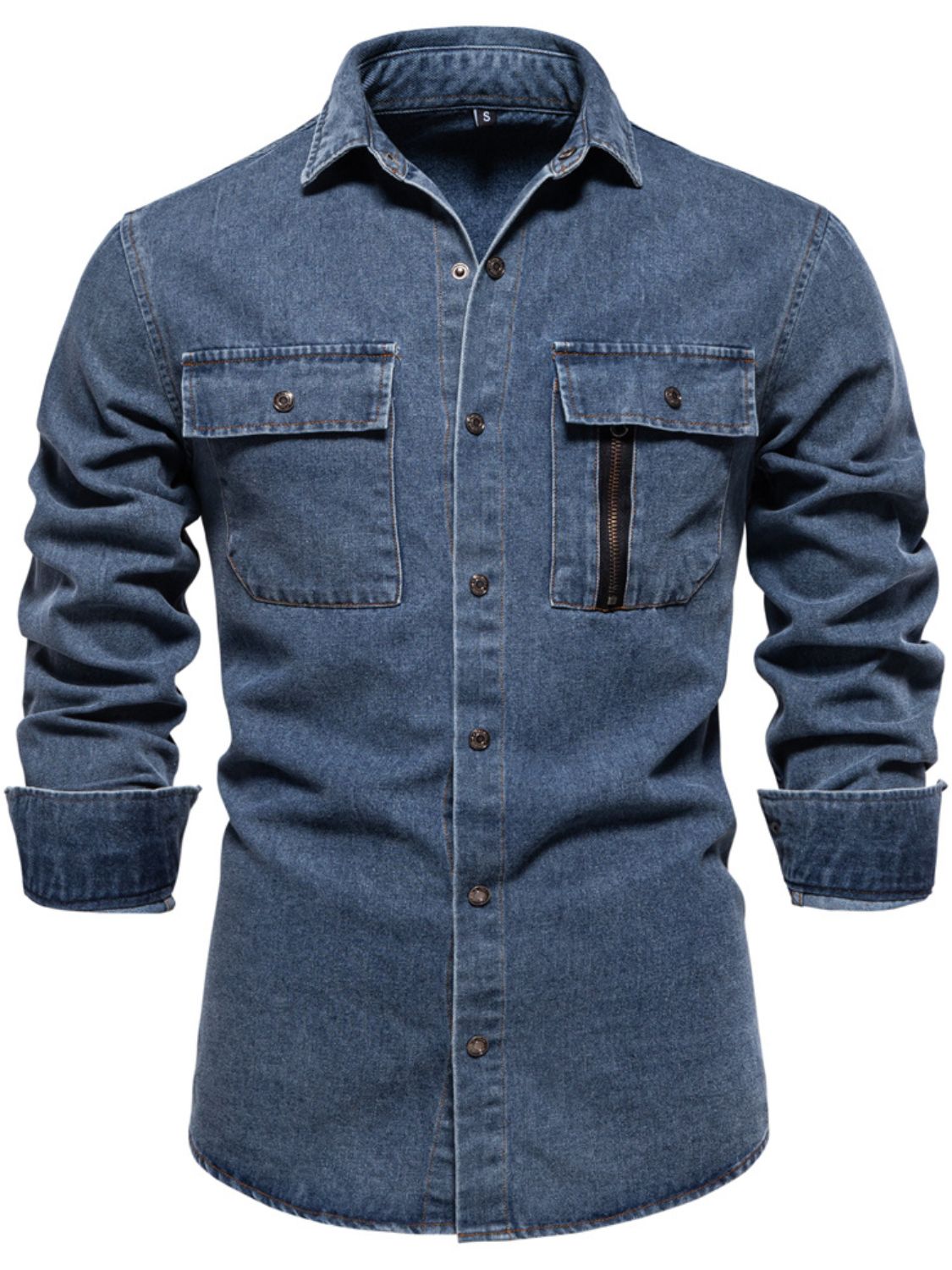 Men's Snap Down Long Sleeve Denim Shirt - Smart Shopper