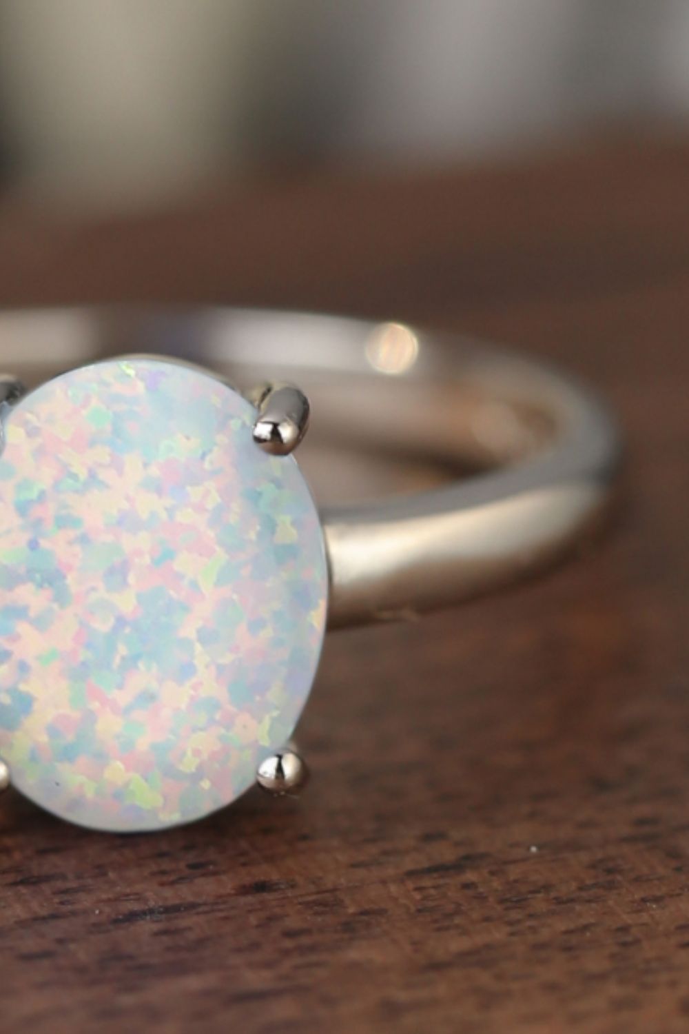 925 Sterling Silver Opal Solitaire Ring - Smart Shopper