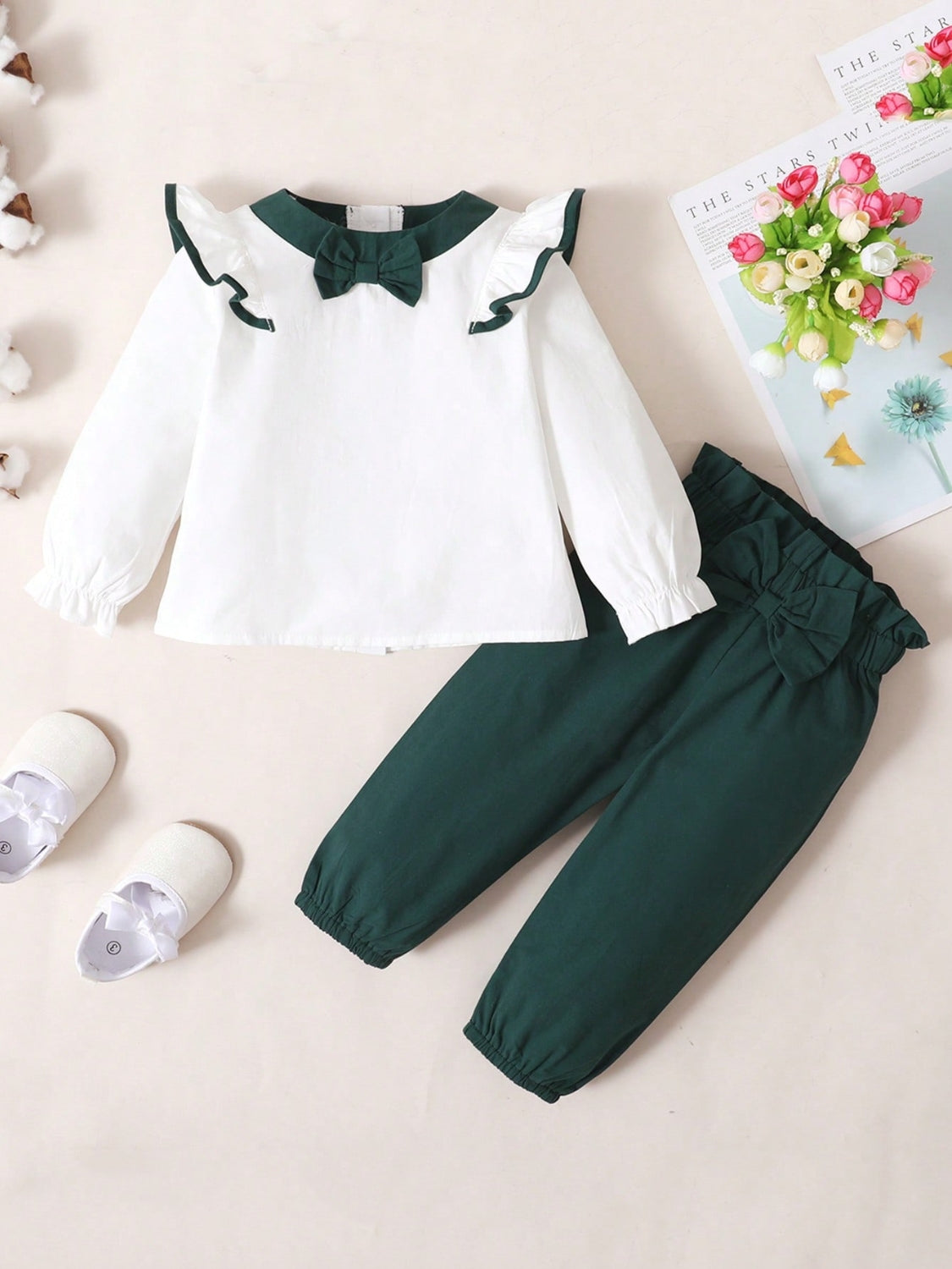 Children's Contrast Ruffled Top and Pants Set - Smart Shopper