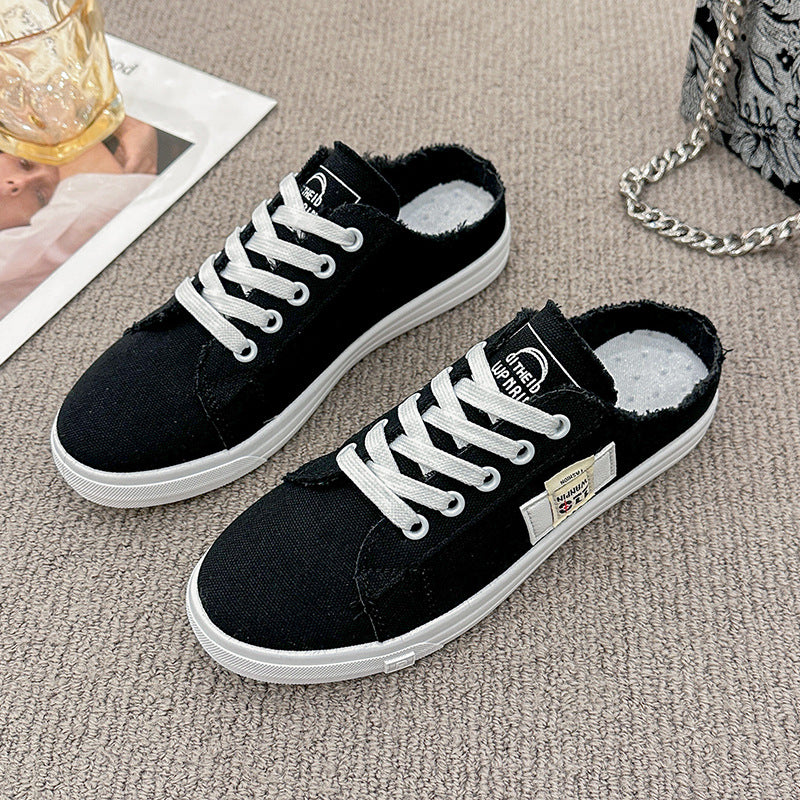 Frayed Hem Lace Up Canvas Sneakers - Smart Shopper