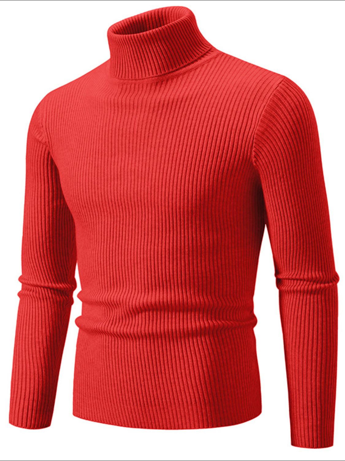 Men's Turtleneck Long Sleeve Ribbed Sweater - Smart Shopper