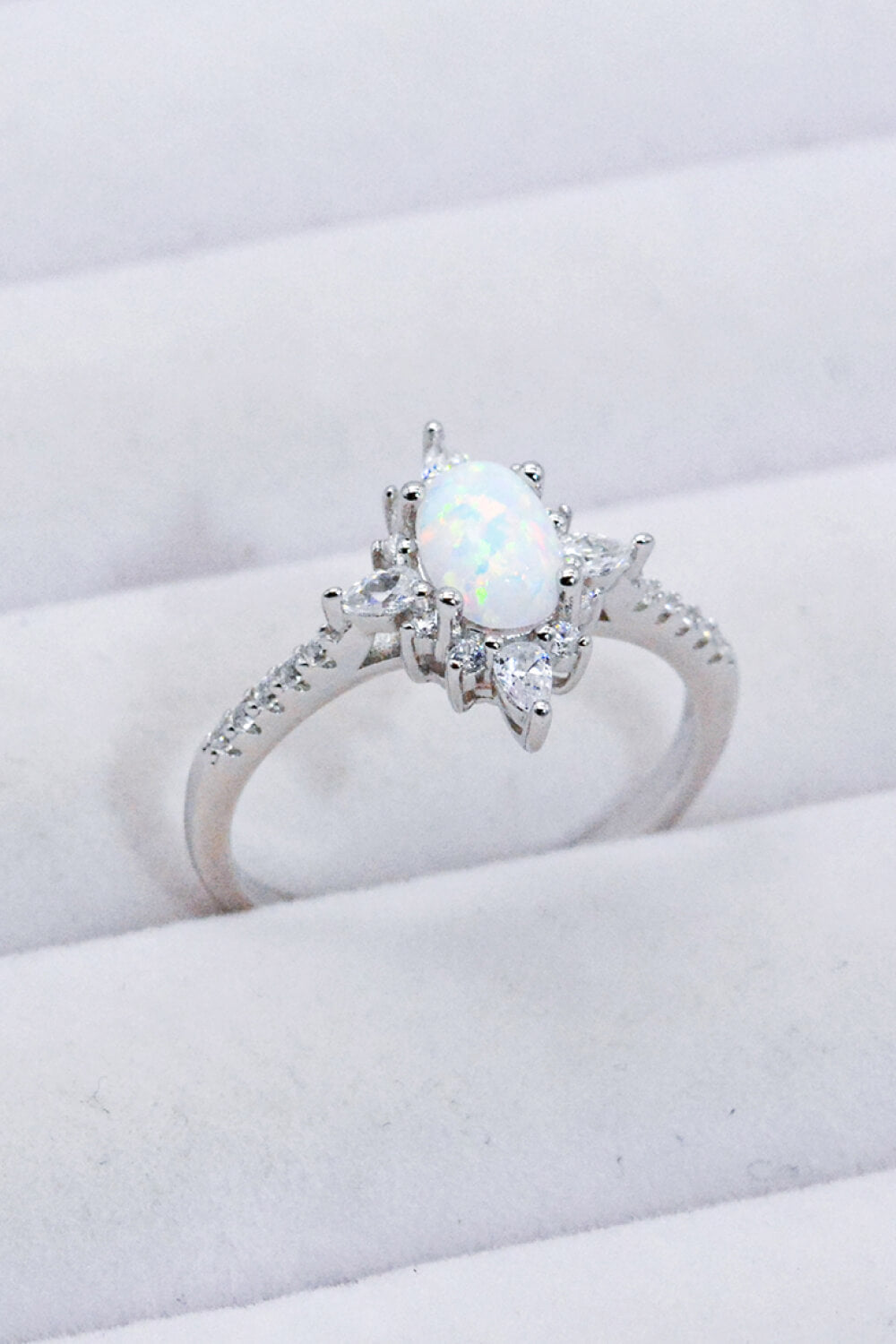 Platinum-Plated Opal and Zircon Ring - Smart Shopper