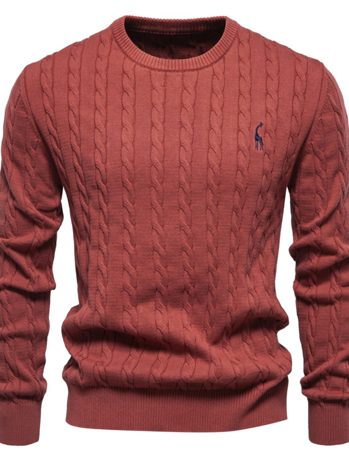 Men's Cable-Knit Round Neck Long Sleeve Sweater - Smart Shopper