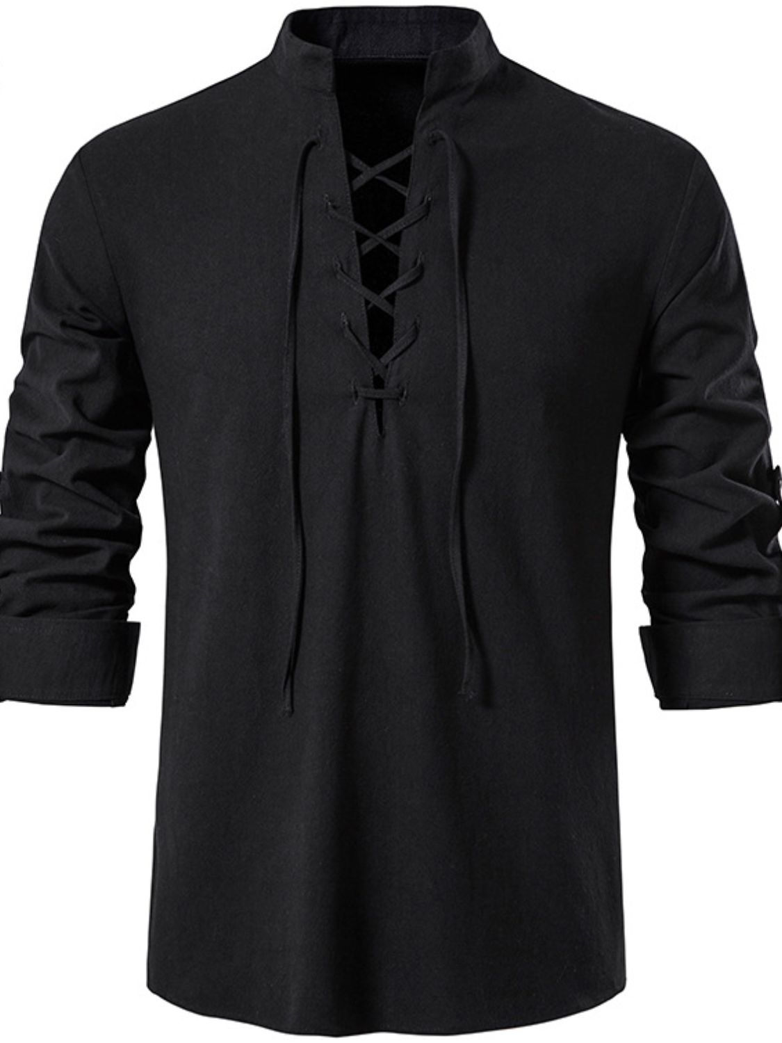 Men's Lace Up Long Sleeve Blouse - Smart Shopper