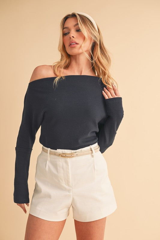 Aemi + Co One Shoulder Long Sleeve Knit Top - Smart Shopper