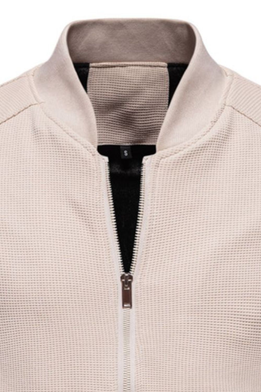 Men's Waffle Knit Baseball Collar Zip Up Jacket - Smart Shopper