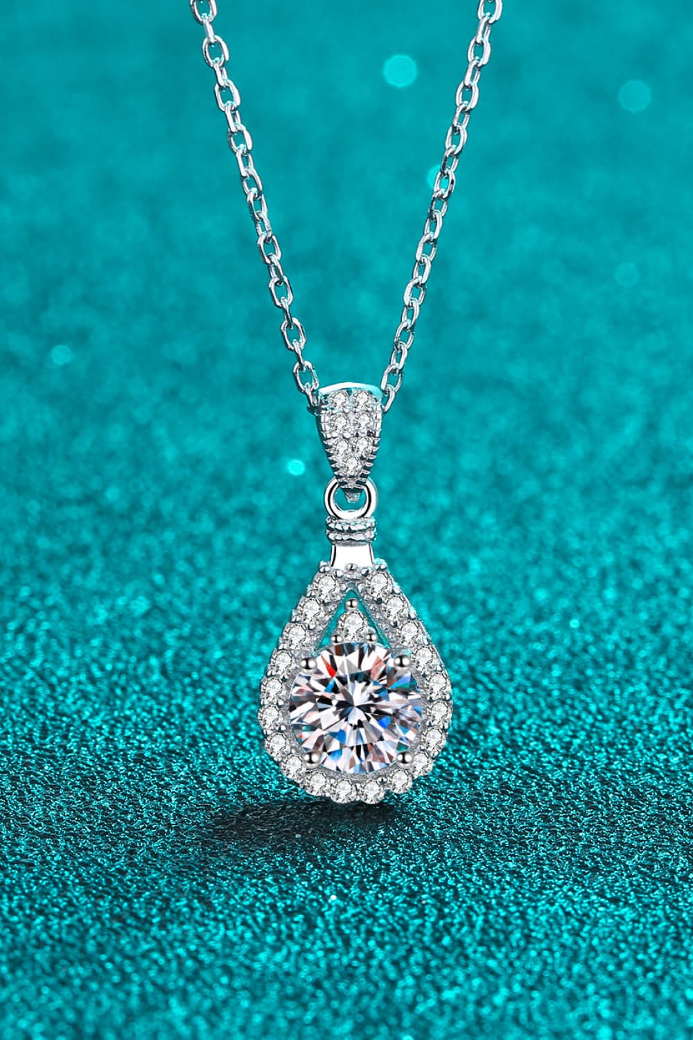 2 Carat Moissanite Teardrop Pendant 925 Sterling Silver Necklace - Smart Shopper