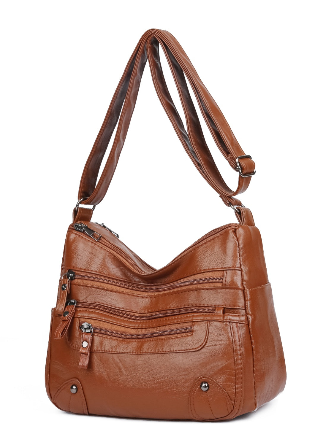 PU Leather Multi Pockets Shoulder Bag - Smart Shopper