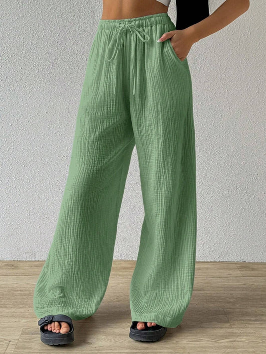 Drawstring Wide Leg Pants - Smart Shopper