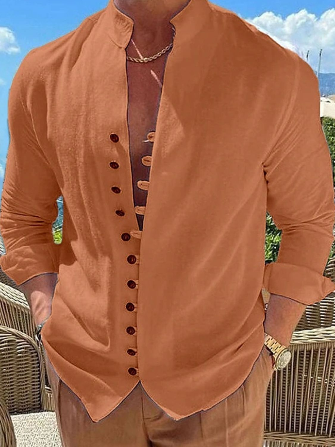 Men's Full Size Button Front Long Sleeve Shirt Plus Size - Smart Shopper