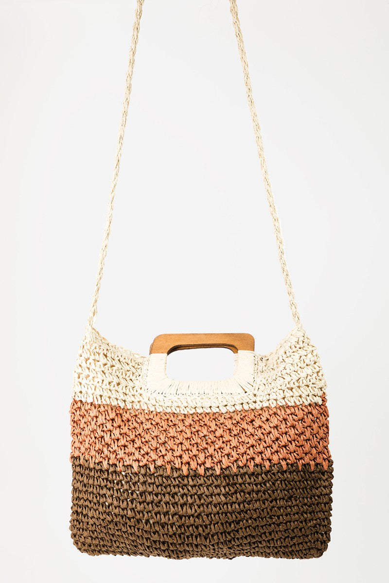 Fame Color Block Double-Use Braided Tote Bag - Smart Shopper