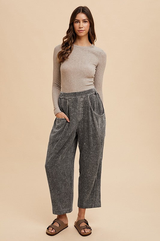 Annie Wear Mineral Washed Elastic Waist Pants - Smart Shopper