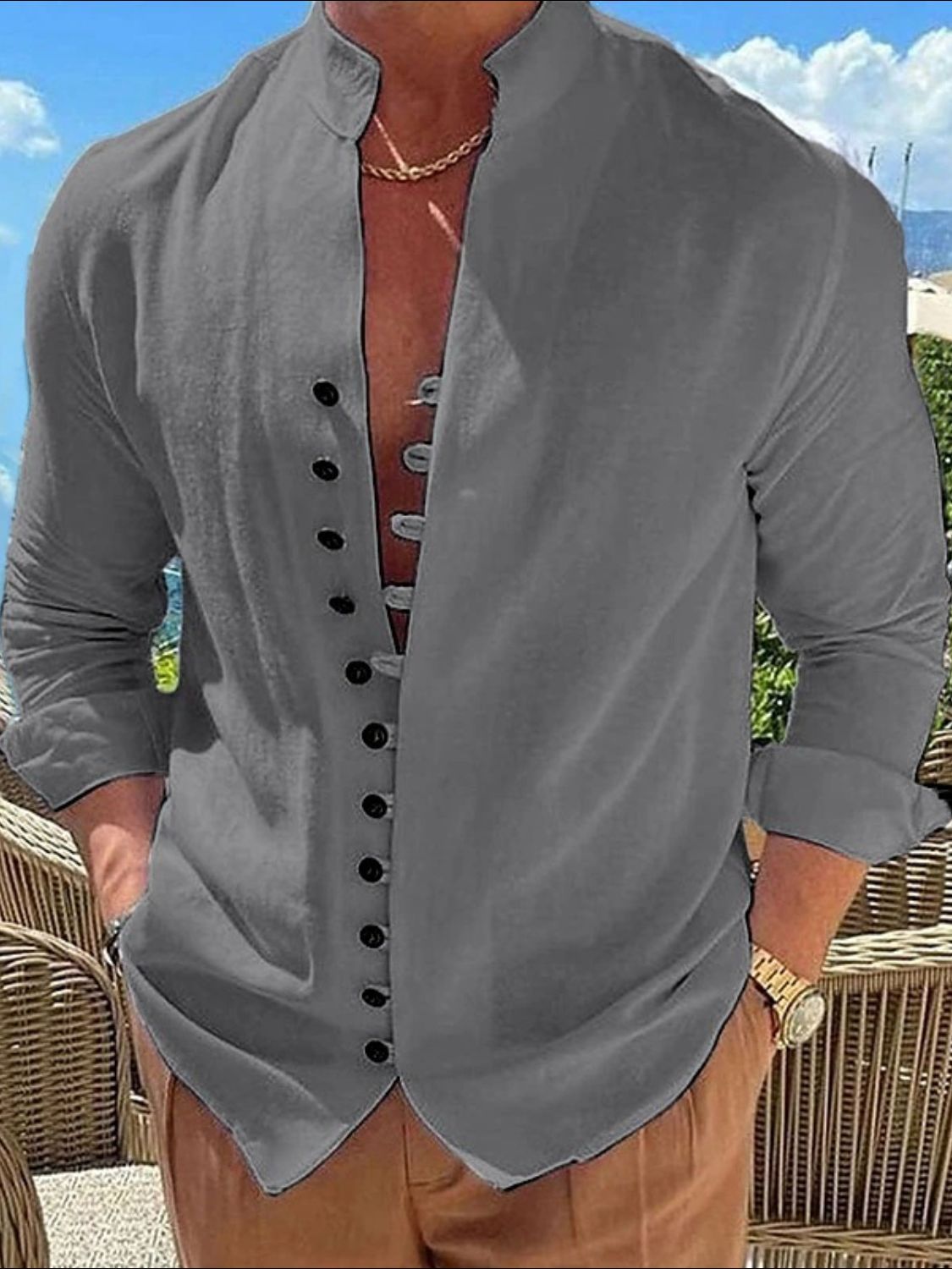 Men's Full Size Button Front Long Sleeve Shirt Plus Size - Smart Shopper