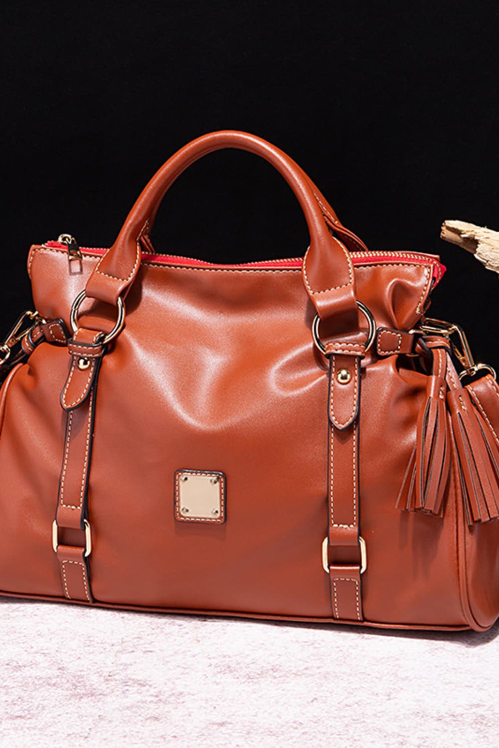 PU Leather Handbag with Tassels - Smart Shopper