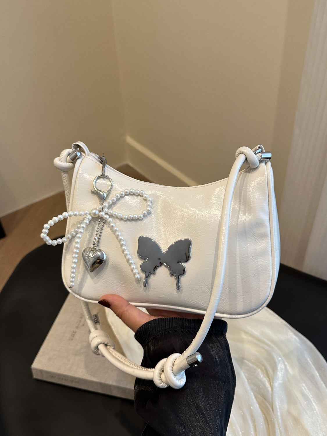 Butterfly PU Leather Shoulder Bag - Smart Shopper