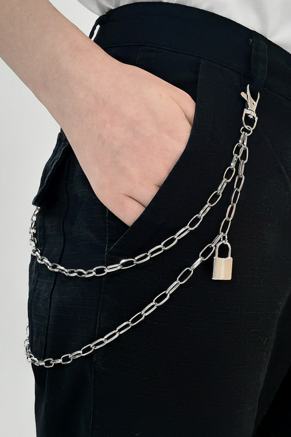 Double Layered Iron Chain Belt with Lock Charm - Smart Shopper