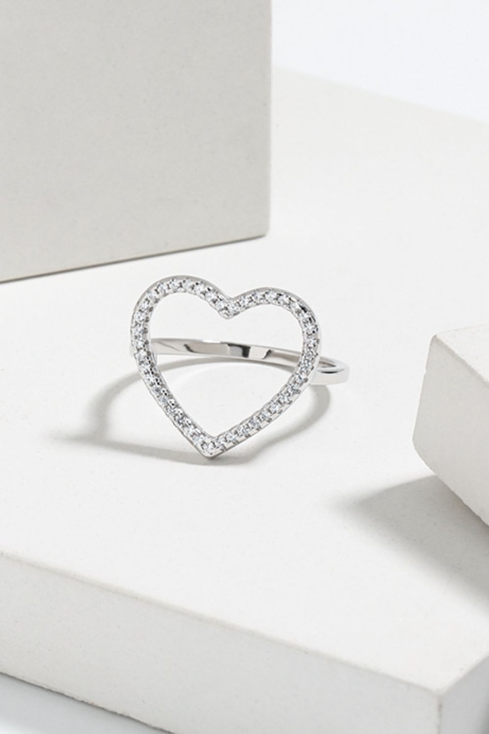 925 Sterling Silver Inlaid Zircon Heart Ring - Smart Shopper