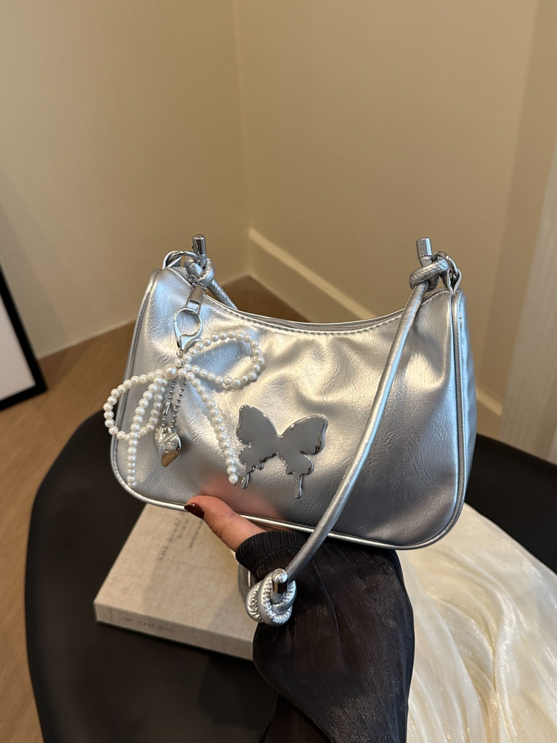 Butterfly PU Leather Shoulder Bag - Smart Shopper