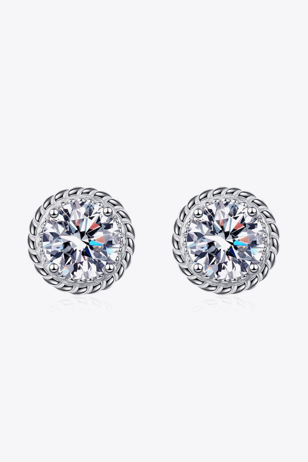 1 Carat Moissanite Rhodium-Plated Round Stud Earrings - Smart Shopper