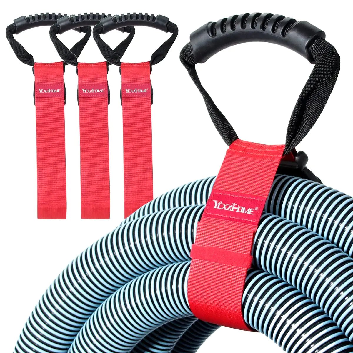 3-Pack Heavy Duty Cord and Hose Organizer Straps with Handle - Red - Smart Shopper