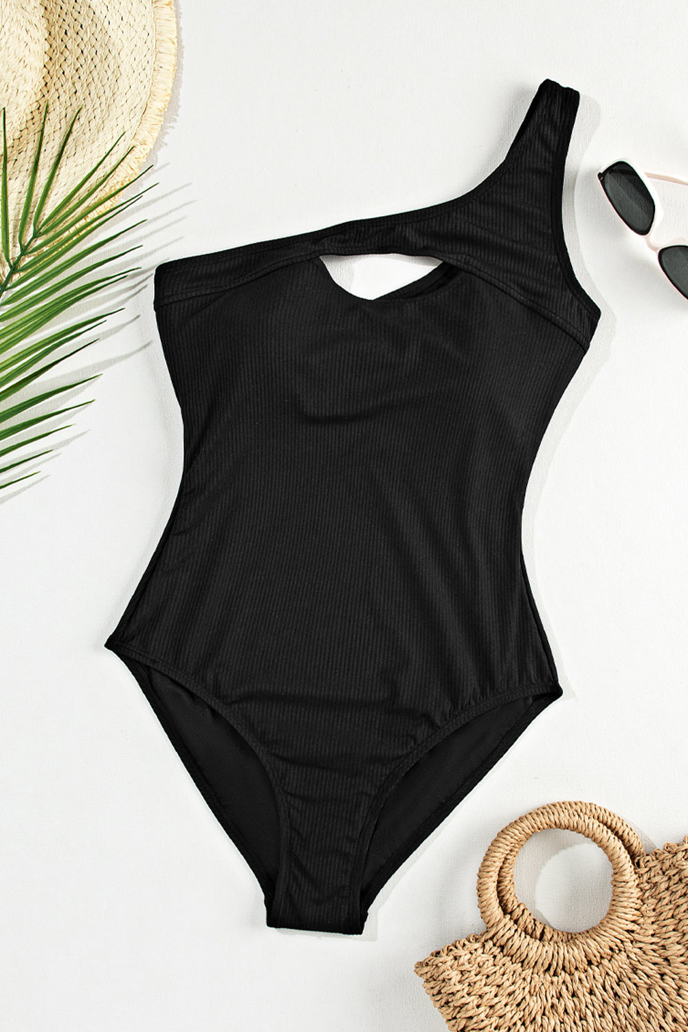 Cutout One Shoulder Sleeveless One-Piece Swimwear - Smart Shopper