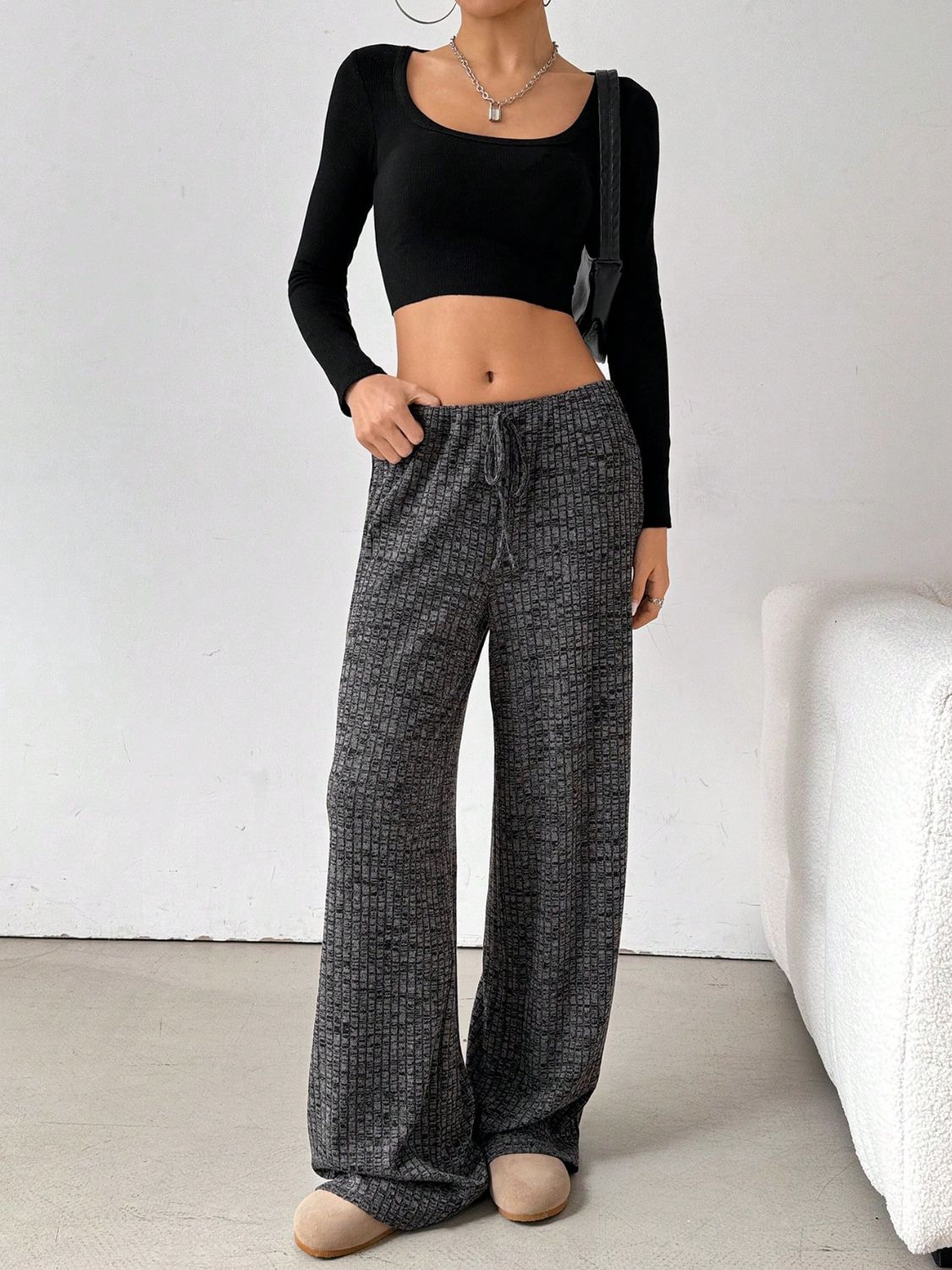 Tied Striped Wide Leg Pants - Smart Shopper