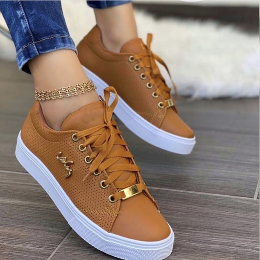 Round Toe Lace Up Sneakers - Smart Shopper