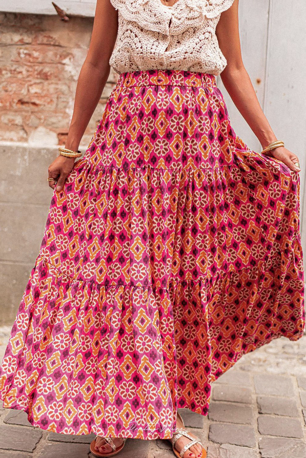 Printed Tiered Maxi Skirt - Smart Shopper