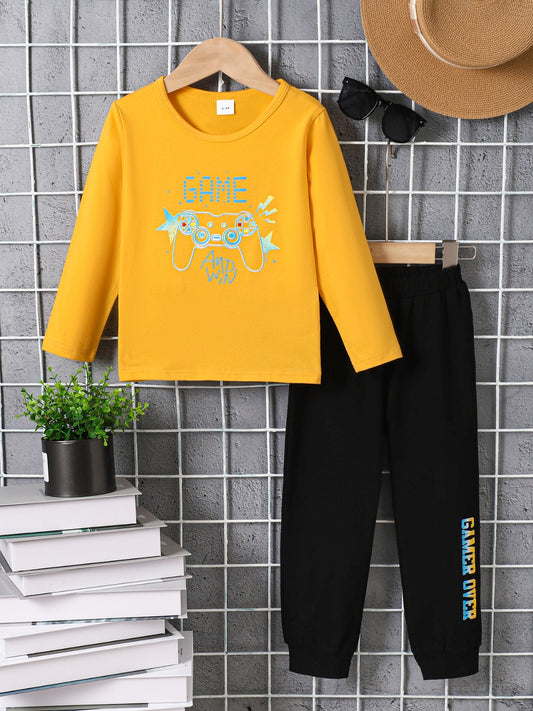 Kids Graphic Round Neck Long Sleeve Top and Pants Set - Smart Shopper