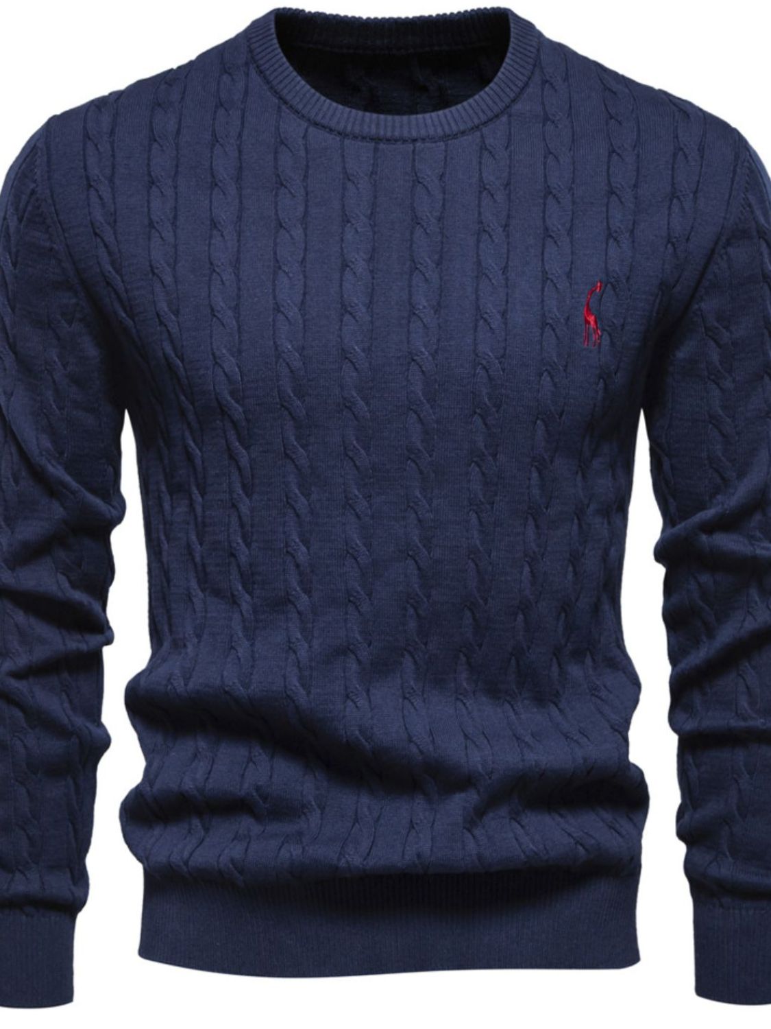 Men's Cable-Knit Round Neck Long Sleeve Sweater - Smart Shopper