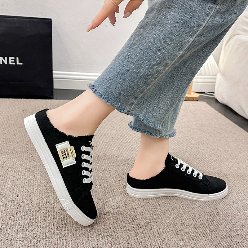 Frayed Hem Lace Up Canvas Sneakers - Smart Shopper