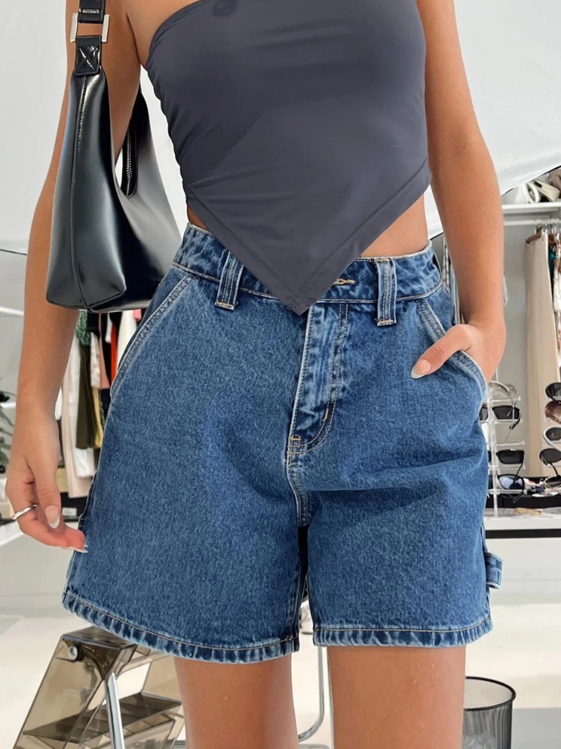 Washed High Rise Denim Shorts - Smart Shopper