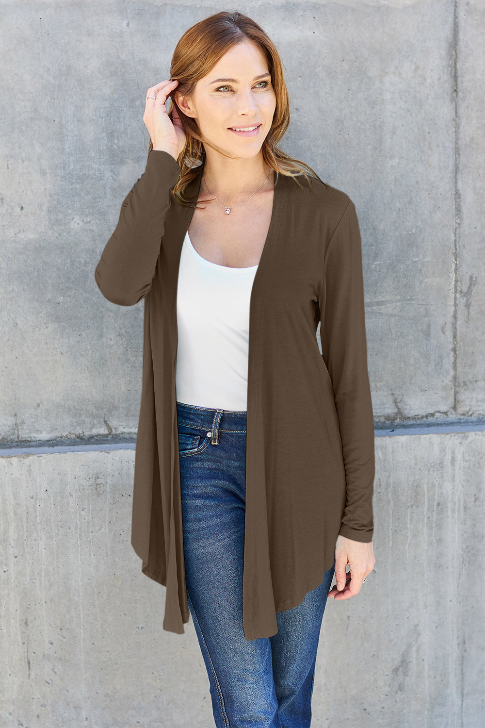 Basic Bae Full Size Open Front Long Sleeve Cardigan - Smart Shopper