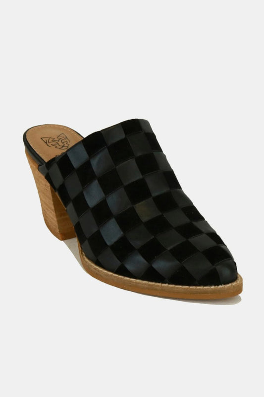 Beast Fashion Woven Checkerboard Block Heel Mule Shoes - Smart Shopper