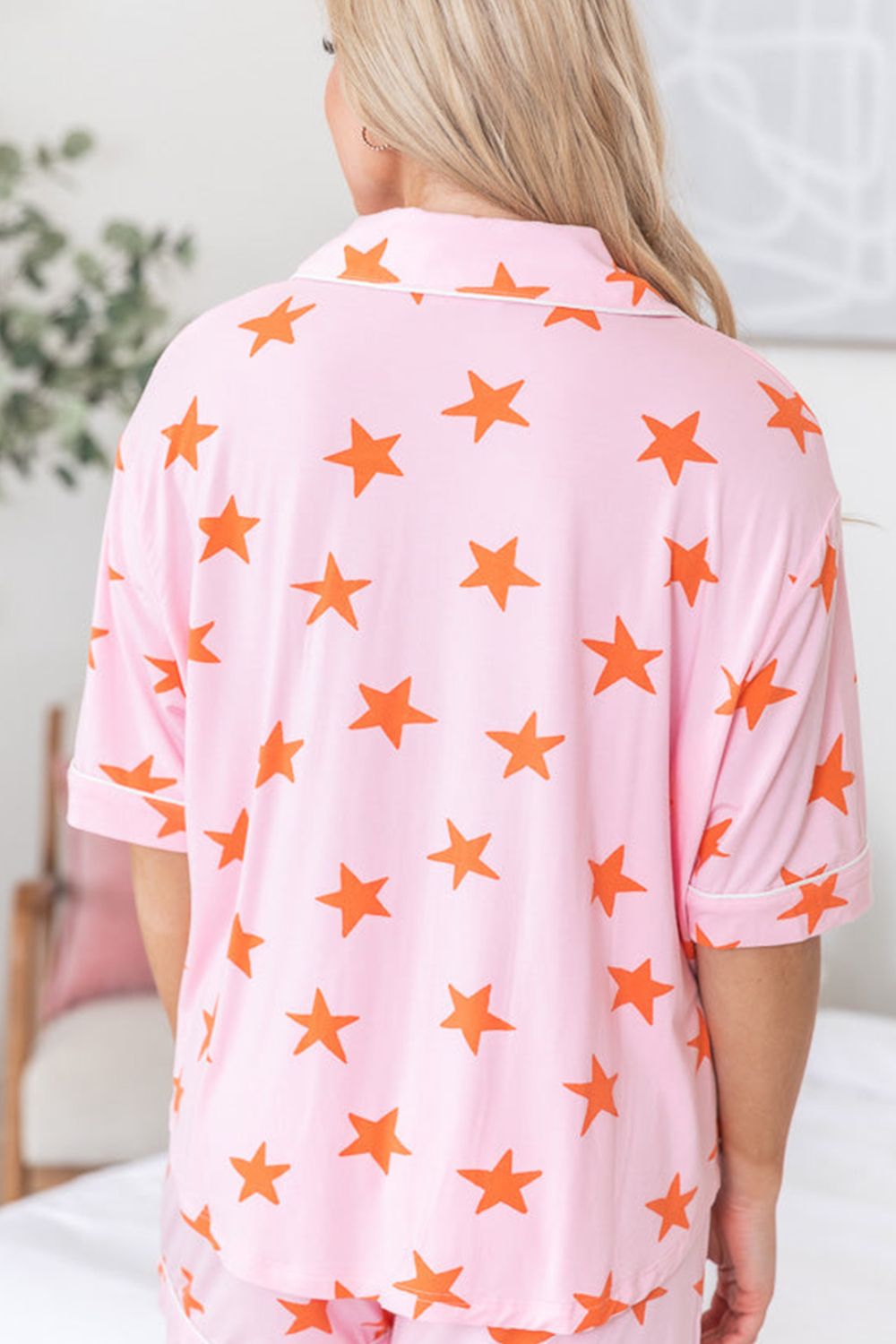 Star Print Short Sleeve Shirt and Shorts Set - Smart Shopper