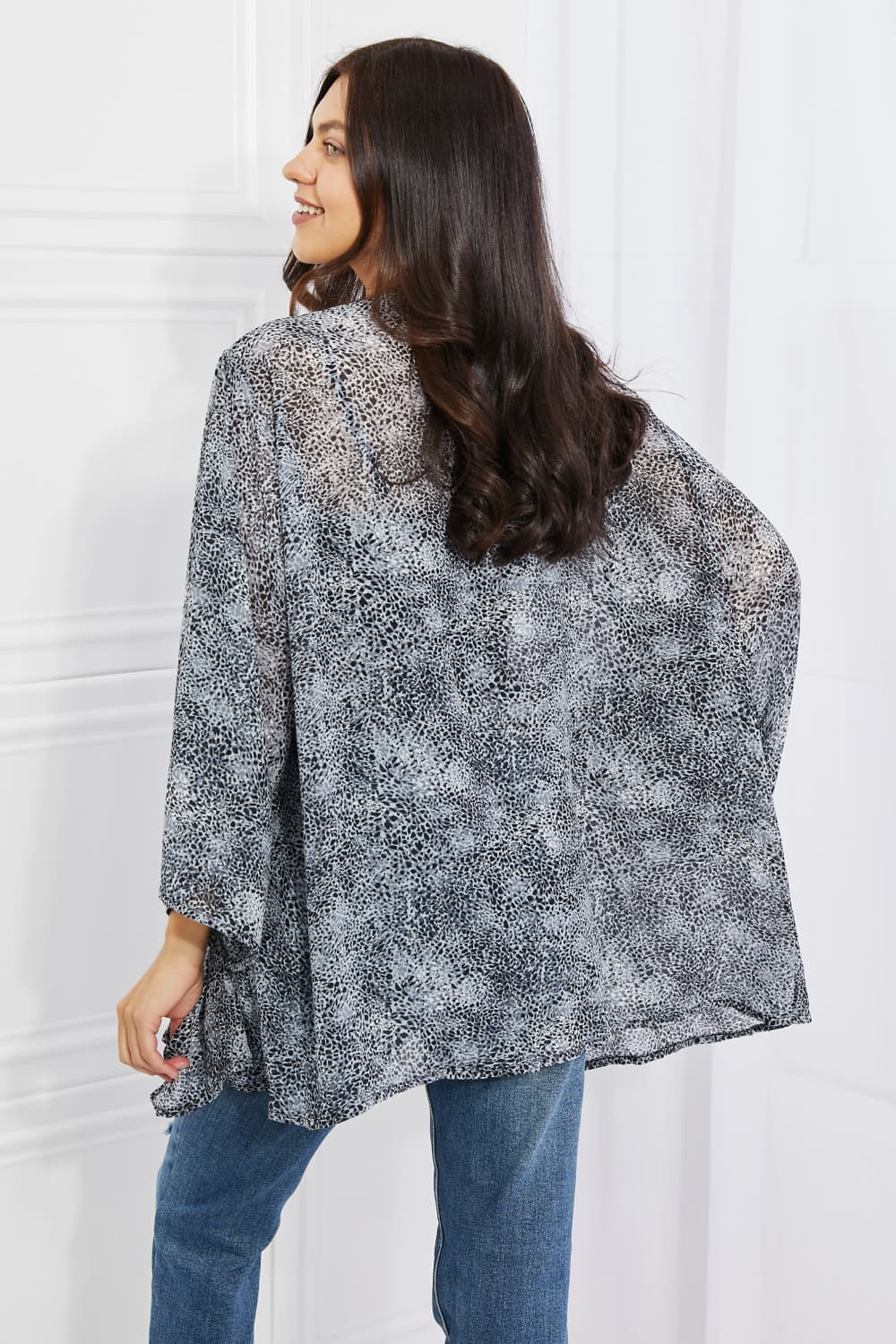 Melody Full Size Snake Print Chiffon Kimono - Smart Shopper