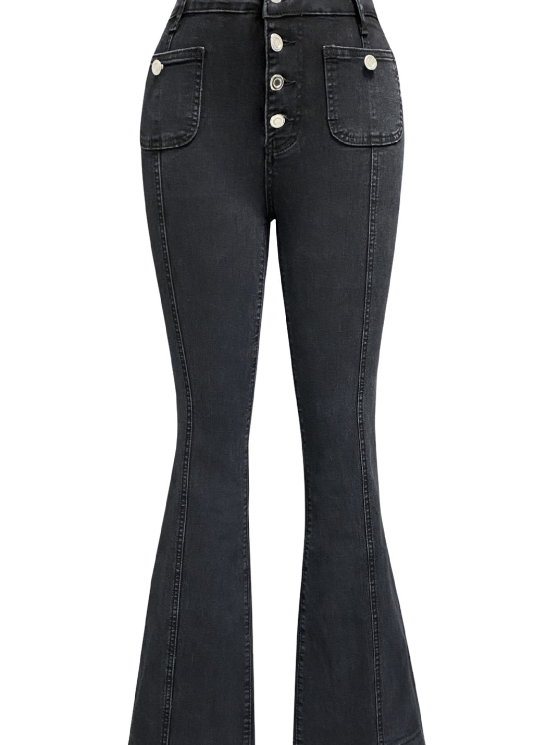 Button Fly High Waist Flare Jeans - Smart Shopper