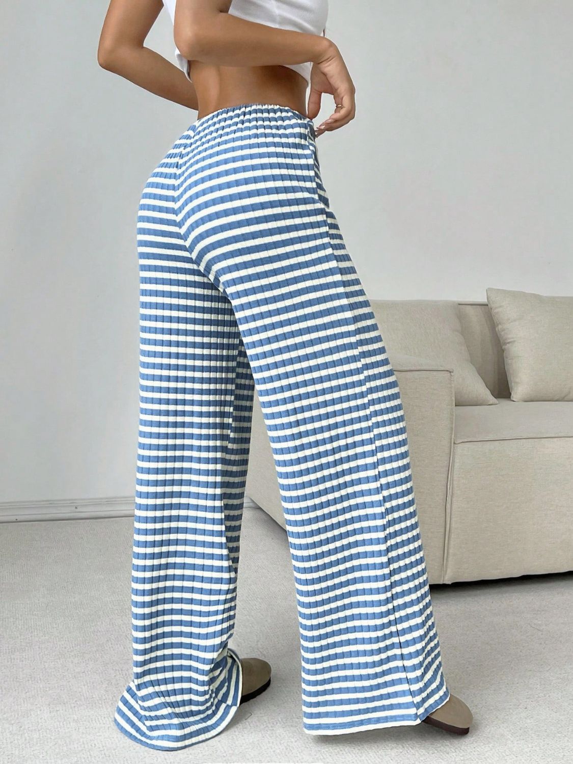 Tied Striped Wide Leg Pants - Smart Shopper