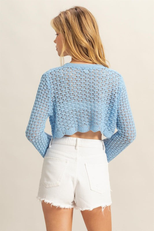 HYFVE Tied Front Crochet Cropped Cardigan - Smart Shopper