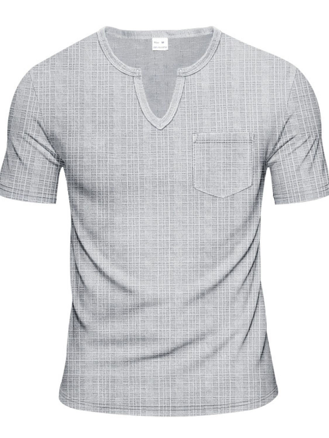 Men's Full Size Notched Short Sleeve T-Shirt Plus Size - Smart Shopper