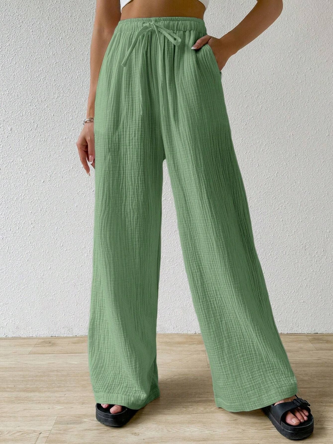 Drawstring Wide Leg Pants - Smart Shopper