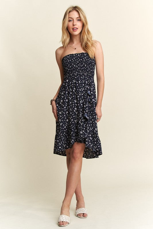 ADORA Smocked Floral Tube Dress with Pockets - Smart Shopper