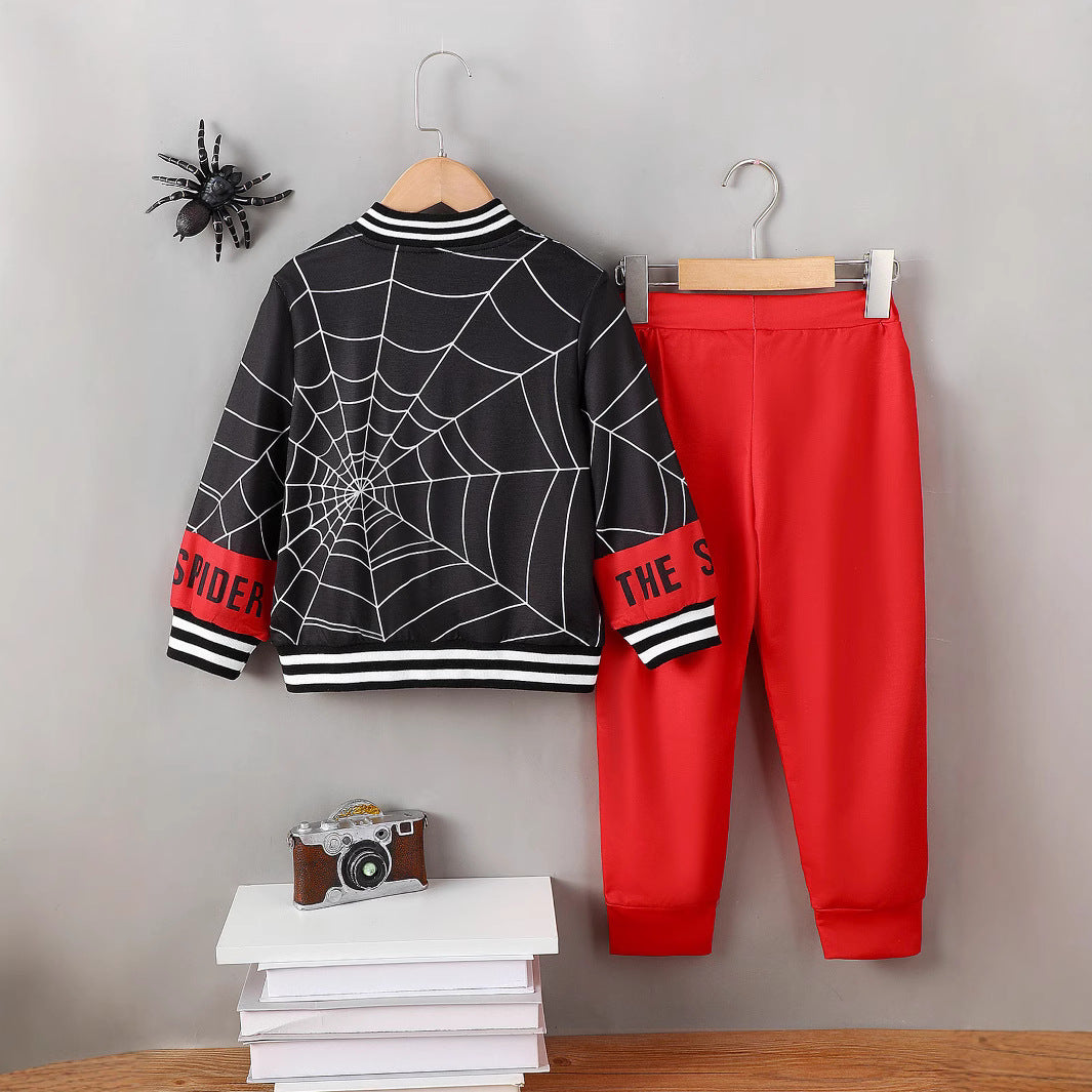 Spider Baseball Collar Top and Pants Set - Smart Shopper