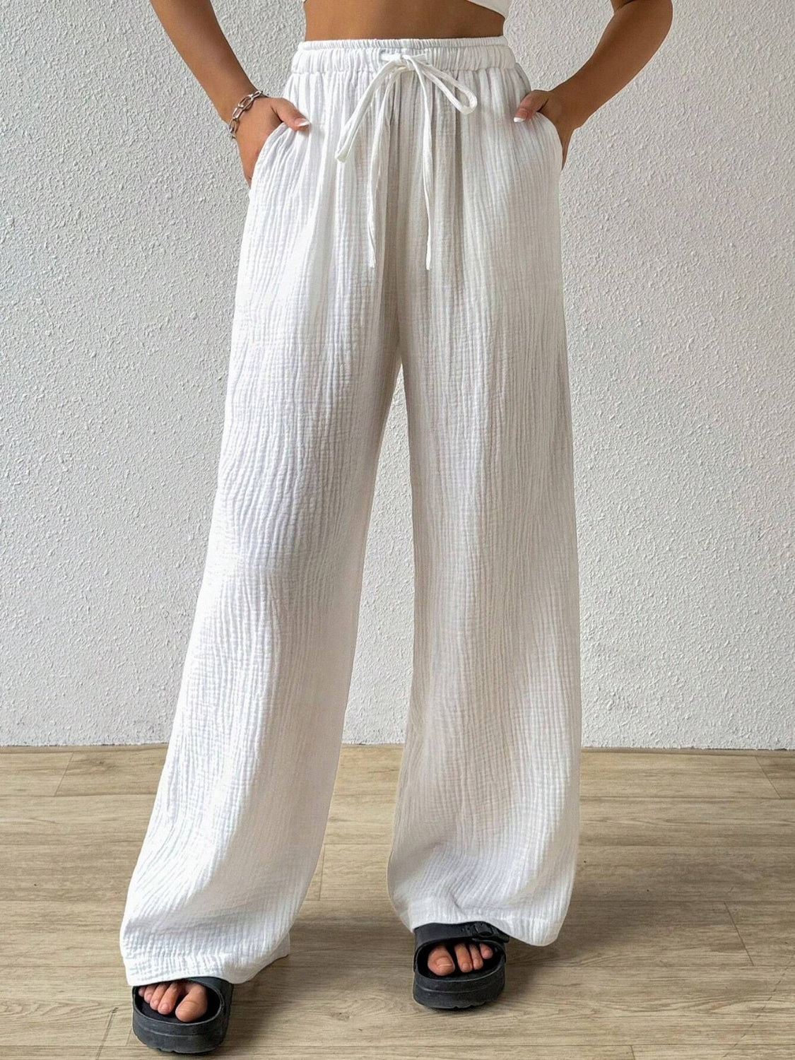 Drawstring Wide Leg Pants - Smart Shopper