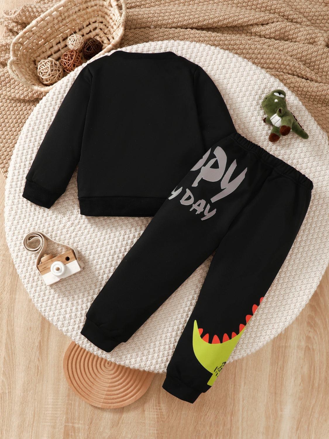 Children's Dinosaur Graphic Sweatshirt and Pants Set - Smart Shopper